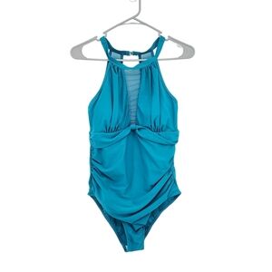 Tempt Me Women's Mesh Plunge Push-Up Monokini Swimsuit - M